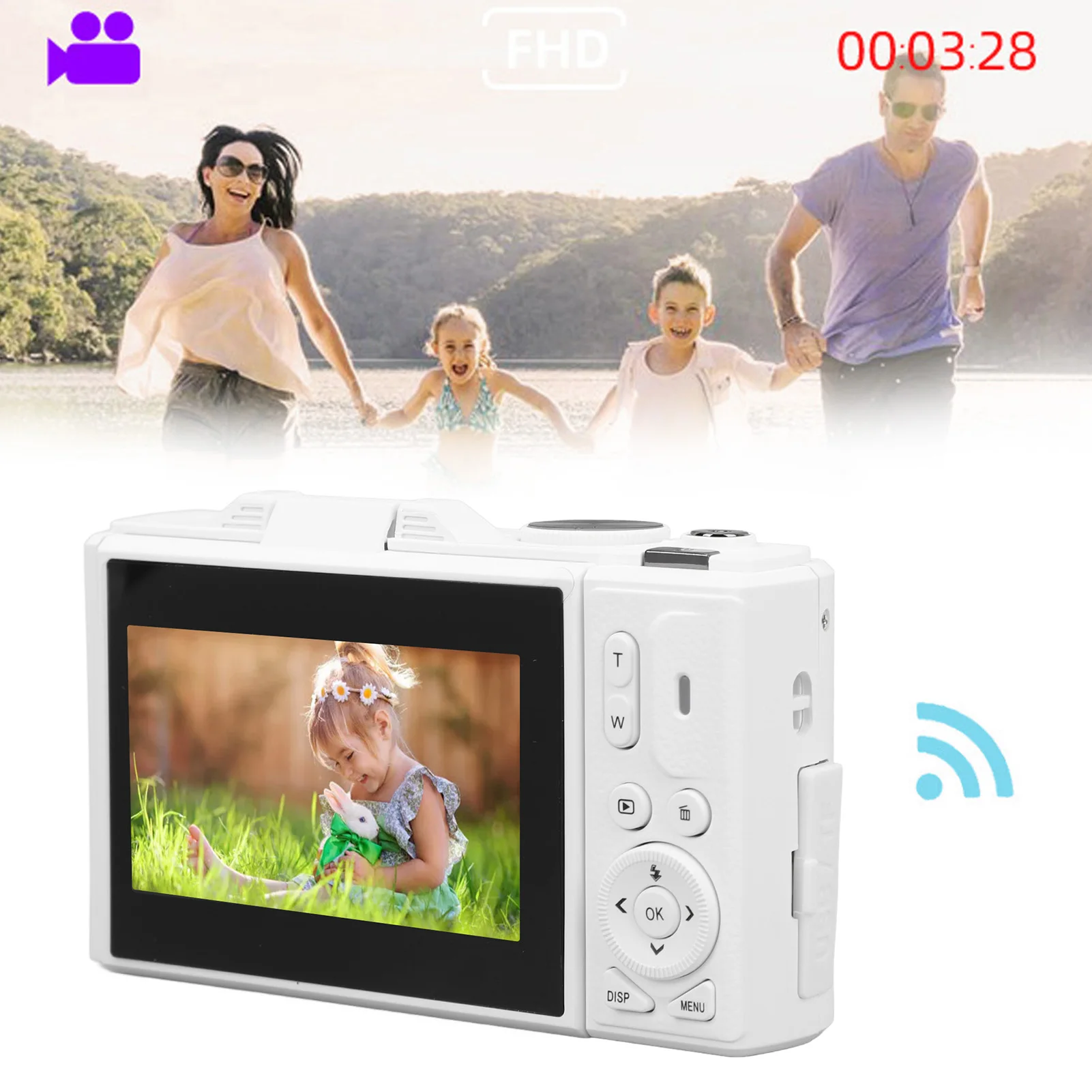 Cámara Digital con función de pausa de vídeo y enfoque automático, cámara Digital Retro, pantalla abatible IPS de 3 pulgadas, UHD, 4K, para principiantes, para fotografía