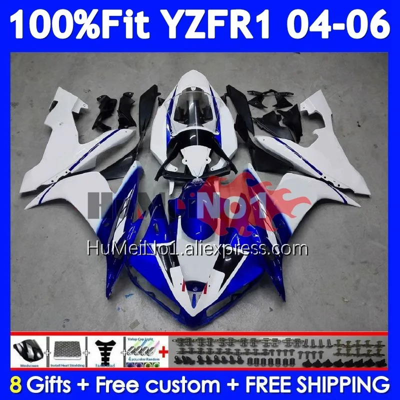 Injection Body For YAMAHA  YZF R1 R Blue white 1 YZF-1000 YZF1000 366No.23 1000CC YZF-R1 YZFR1 2004 2005 2006 04 05 06 Fairing