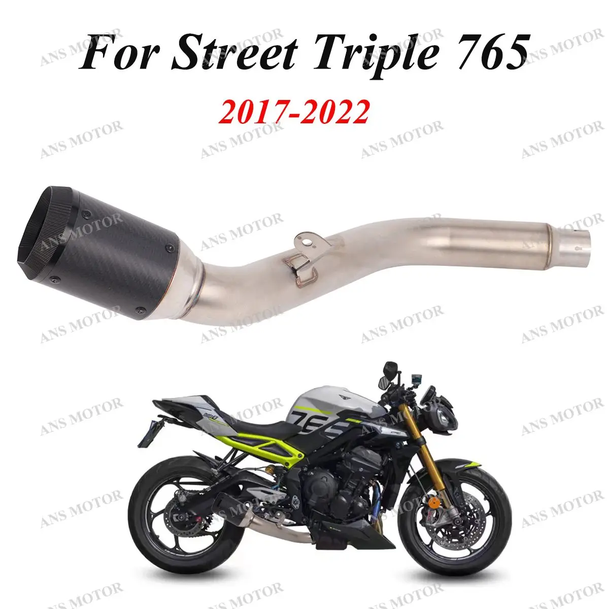 

Slip On For Triumph Street Triple 765 S/R /RS 2017-2022 Escape Exhaust Connect original muffler Middle Link Pipe Carbon Fiber