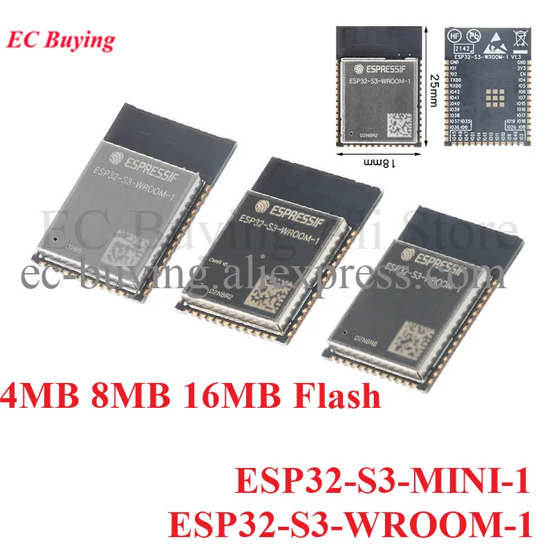 ESP32-S3-WROOM-1 ESP32-S3-MINI-1 ESP32-S3 ESP32-S3R2 ثنائي النواة واي فاي بلوتوث متوافق 5.0 ESP32 وحدة لاسلكية