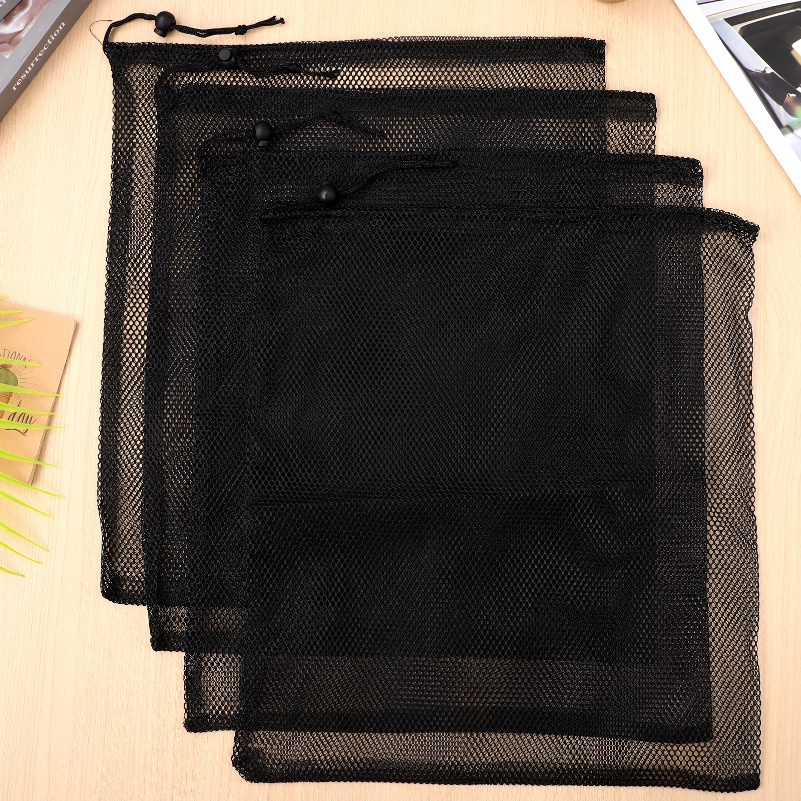 

10 Pcs Polyester Mesh Bags Drawstring Net Bags for Sports Equipment Travel Clothing Fruits Picnic Camping Supplies