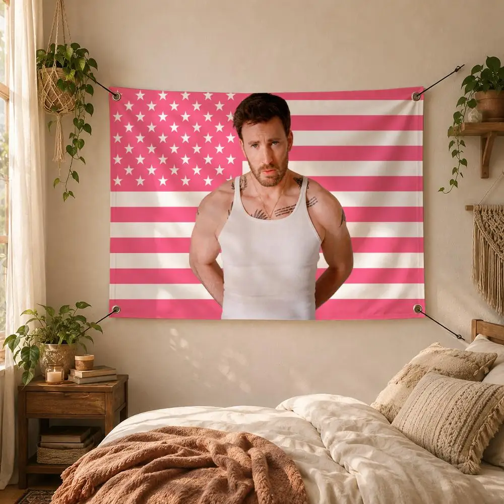 Chris Evans Hollywood Actor Flags Decorative Flag Banner for Outdoor Garden Yard Camping Party Home Wall Hanging Decor