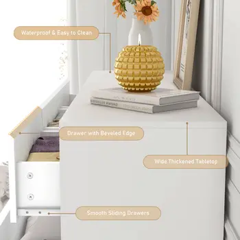 臥室七抽屜櫃,55吋現代風格,高光澤抽屜,大型木質抽屜櫃,白色/黑色 8 最佳銷售 抽屜櫃 - №5