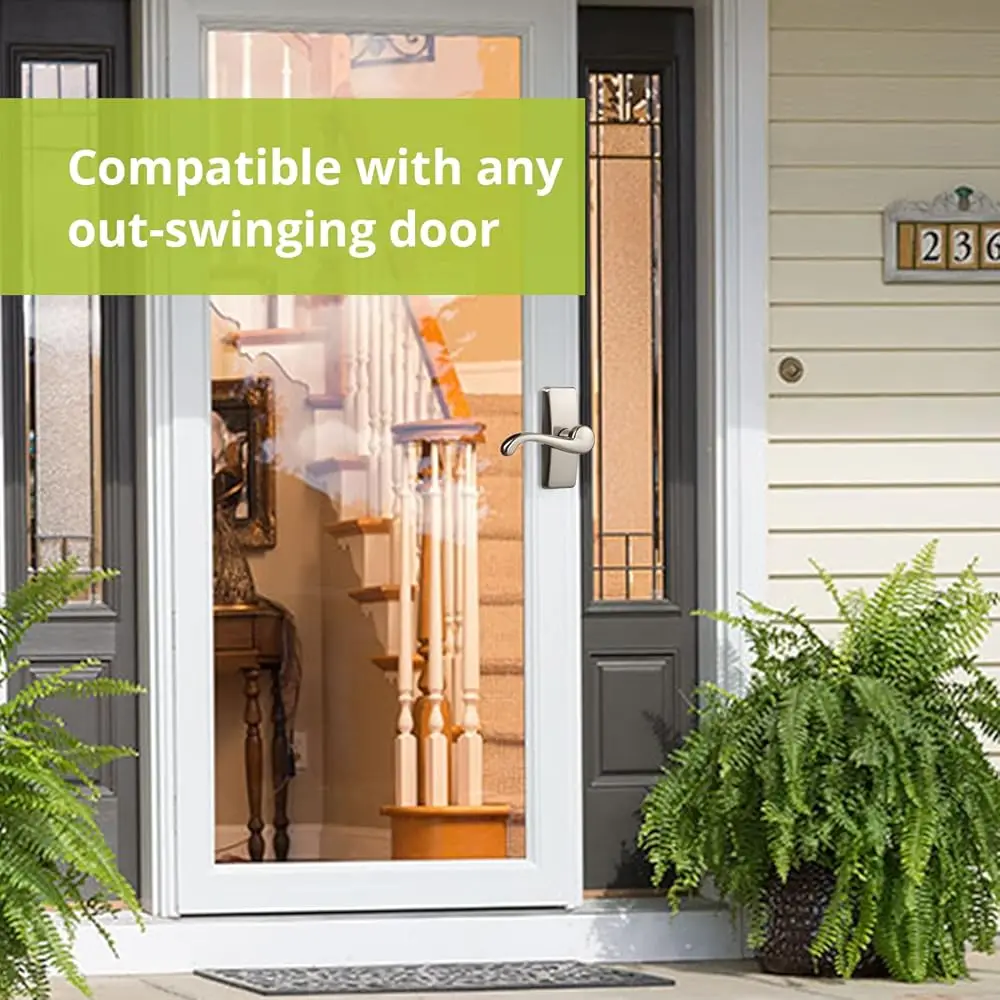 Door Lever With Keyed Deadbolt Lo For And Screen Doors, Satin Nickel (4-Piece Set)