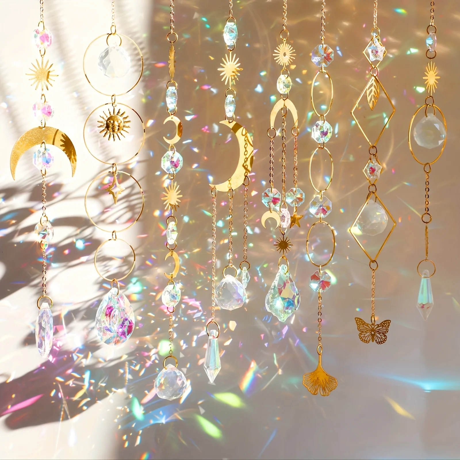 4/8 pcs Crystal Suncatchers Colorful Suncatchers for Windows Hanging Sun Catchers Indoor Outdoor Decor Christmas Tree Decoration