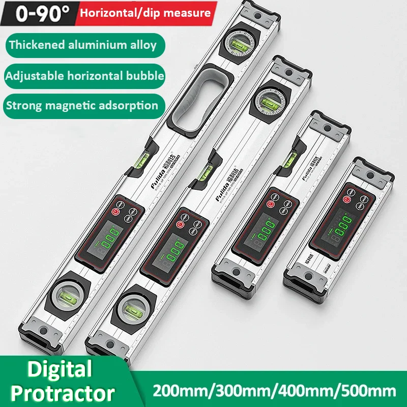 

Цифровой угломер 0-90° ° Электронный уровень-угломер 20-50 см, магнитный, из алюминиевого сплава, с LED-дисплеем