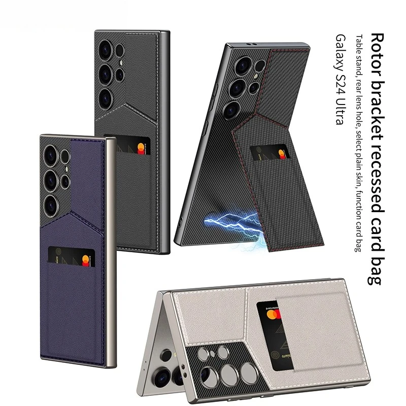 Card Holder Case for Samsung S25 S24 S23 Ultra Phone Case Business High-End Innovative Design Magnetic Shockproof Leather Cover