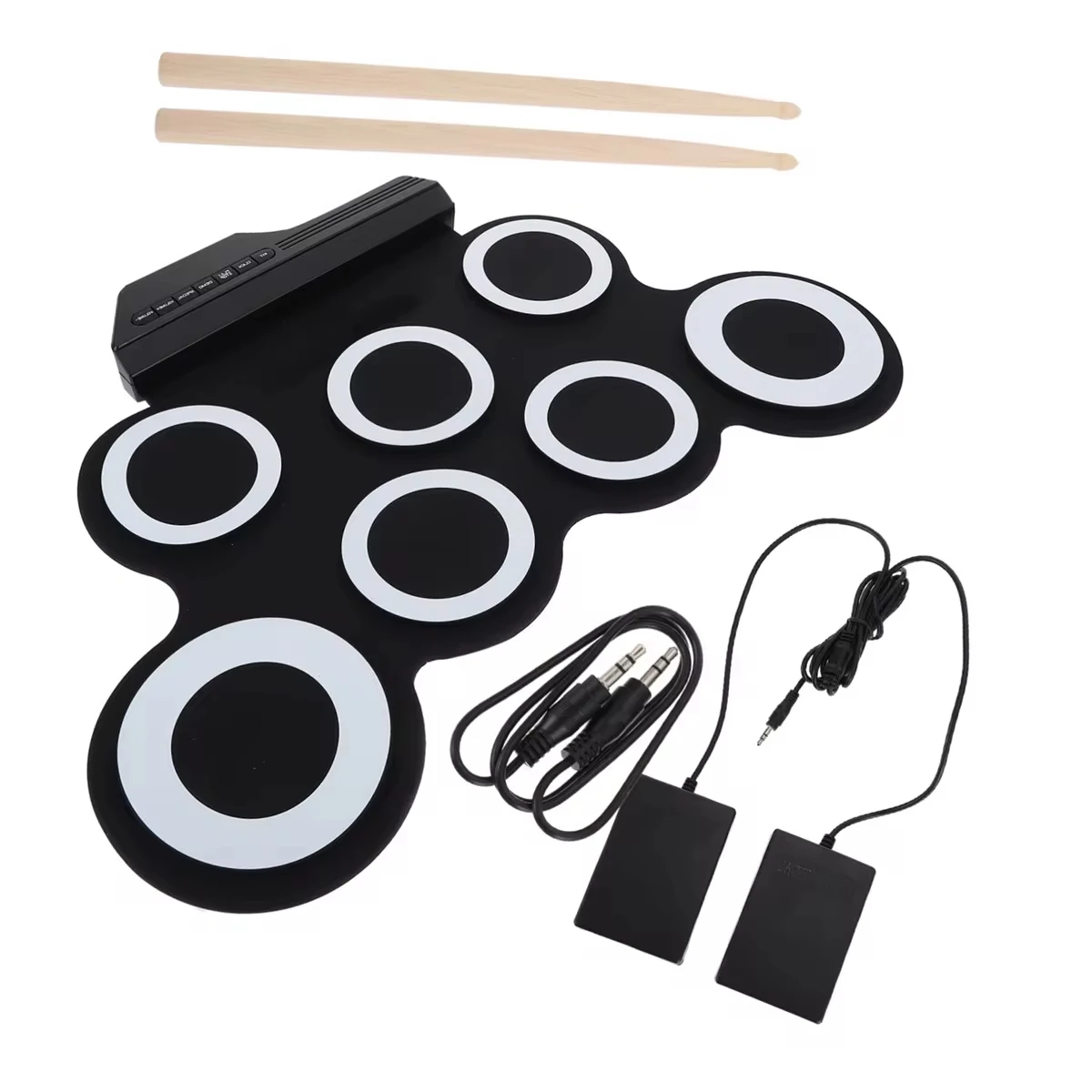 Electronic Drum Set USB Roll-Up Silicon Drums Pad Digital Foldable Electric Portable Compact Size Kit Hand Practice With Pedal