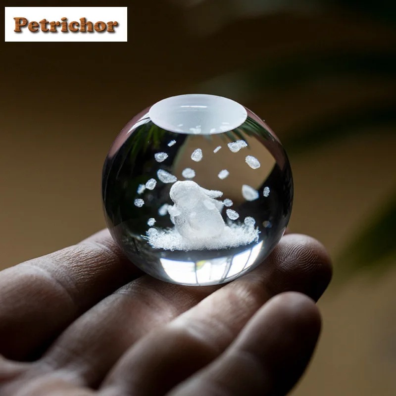 Crystal Glass Moon Watching Rabbit Teapot Cover Holder Boutique Cover Frame Lid Bracket Zisha Pot Lid Shelf Teaware Craft Gift