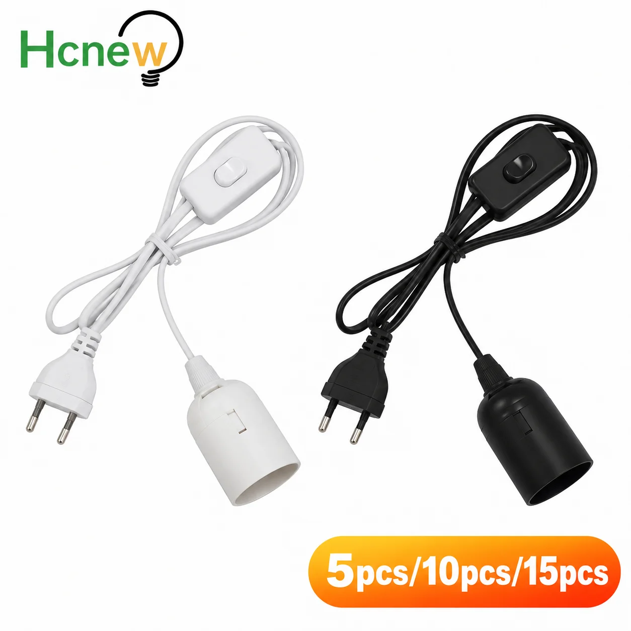 5/10/15PCS E27 Lamp Base 1.8m Power Cord Cable EU Plug with Switch Wire for Pendant LED Bulb Hanglamp Suspension Socket Holder