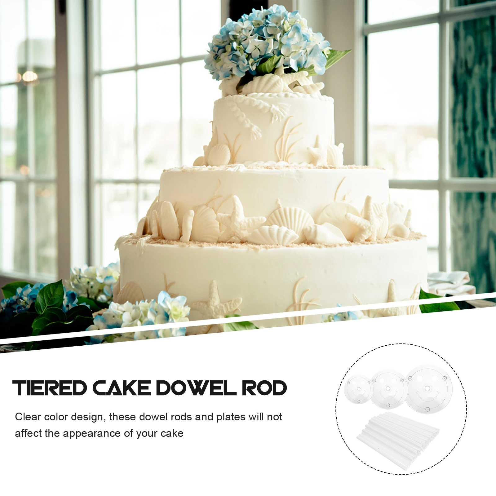 

1 set Cake Dowel Rods Set Plastic Tier Supports Clear Color Easy Install Wedding Birthday Christmas Party Supplies for Tiered
