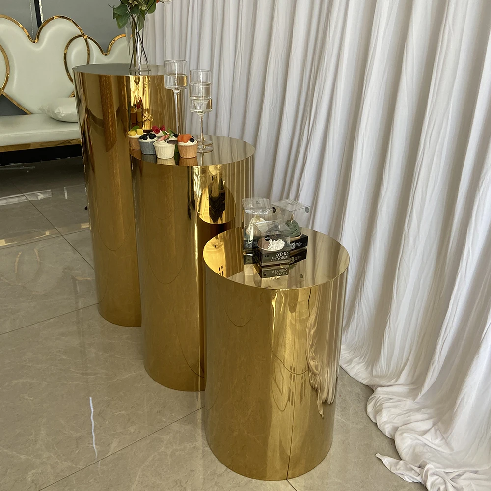 Metal Display Plinth Cake Stand For Exhibitions Weddings Round Plinths Display Dessert Table Wedding Cylinder Event Decoration