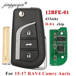 jingyuqin For Toyota Camry RAV4 Auris 2015+ Remote Key Fob 12BFE-01 Model 433 Mhz H (8A) Chip 3 Button Car Key