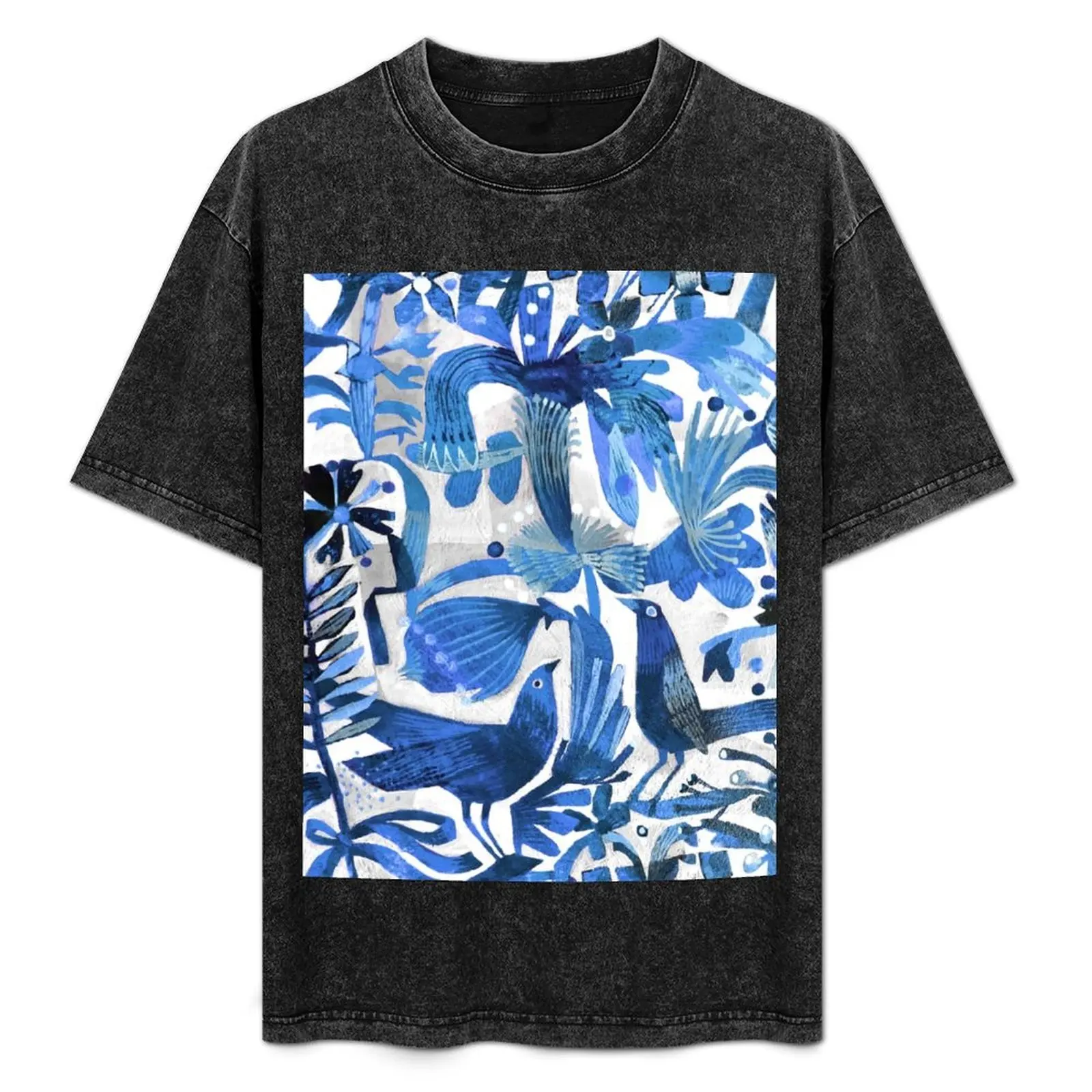 

Delft blue T-Shirt Simple Casual Short Sleeve Cotton T-Shirt