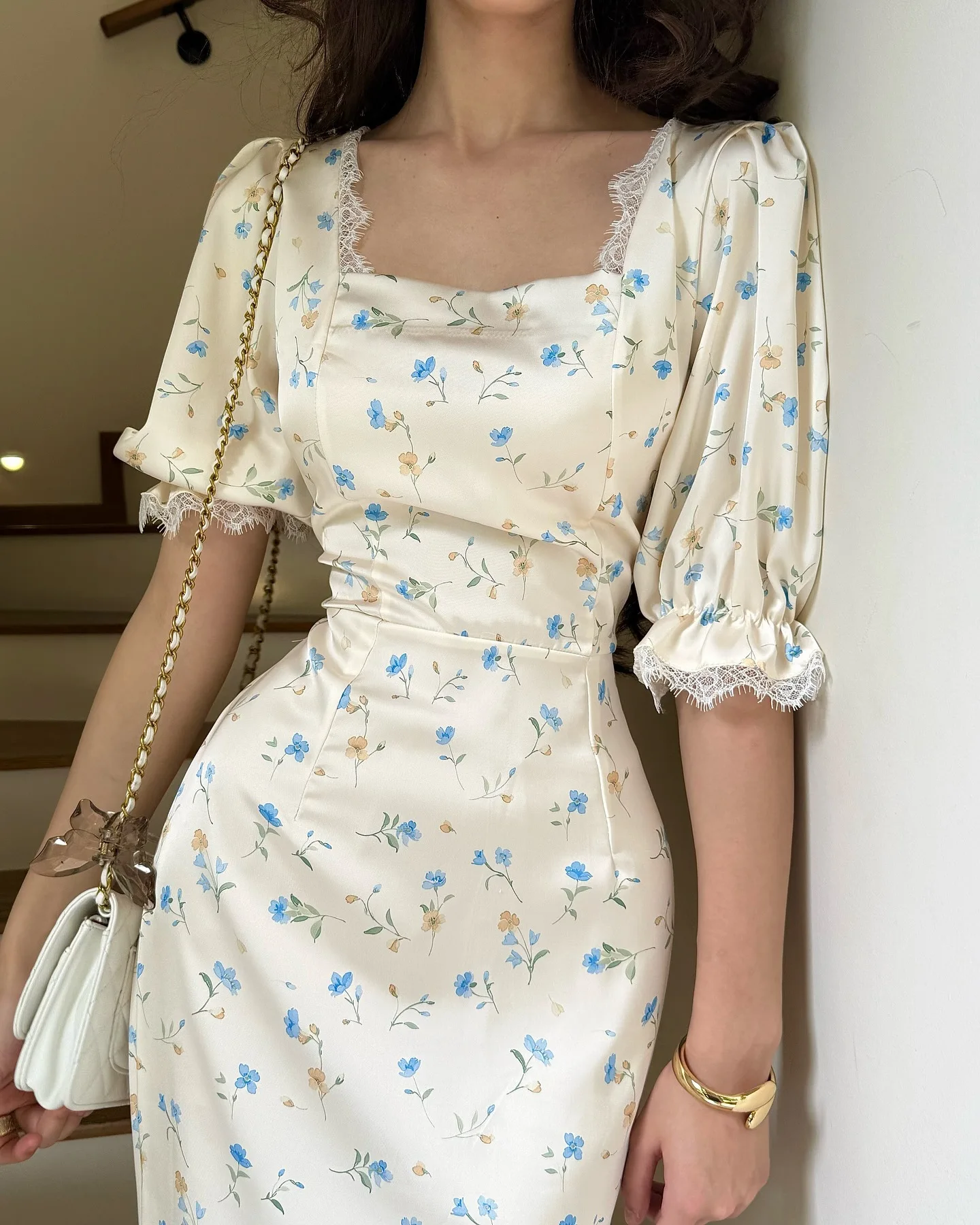 Europeu e americano 2025 moda primavera festa à noite fino ajuste rendas até cetim impressão suave estilo fada vestido de renda para mulher