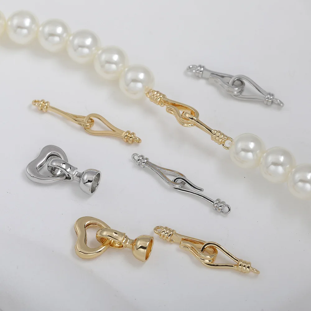 

1pc Copper Gold-plated 8-character Hook End Button DIY Necklace Bracelet Connecting Fastener Accessorie Jewelry Making Materials