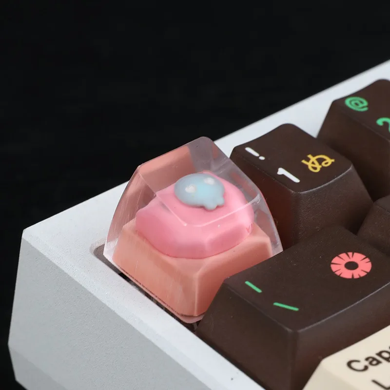 

Epoxy high-transparency cat head powder keycap personalized handmade light-transmitting resin light-transmitting cross
