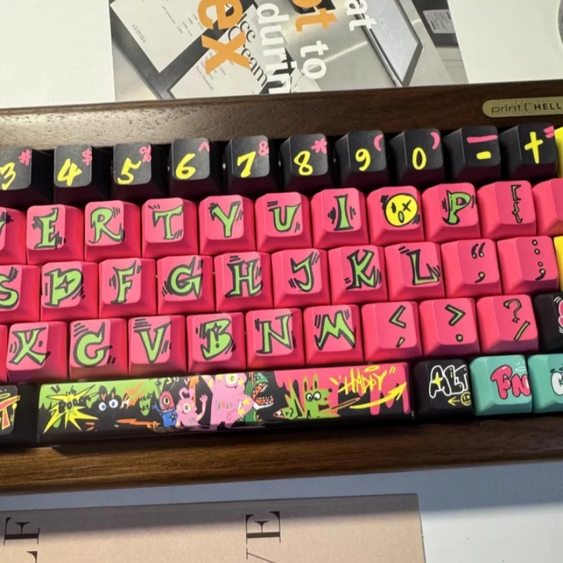 Graffiti Madman Theme Keycaps 146keys Cherry Profile Pbt Hot Sublimation Mechanical Keyboard Customized Cute Keycaps