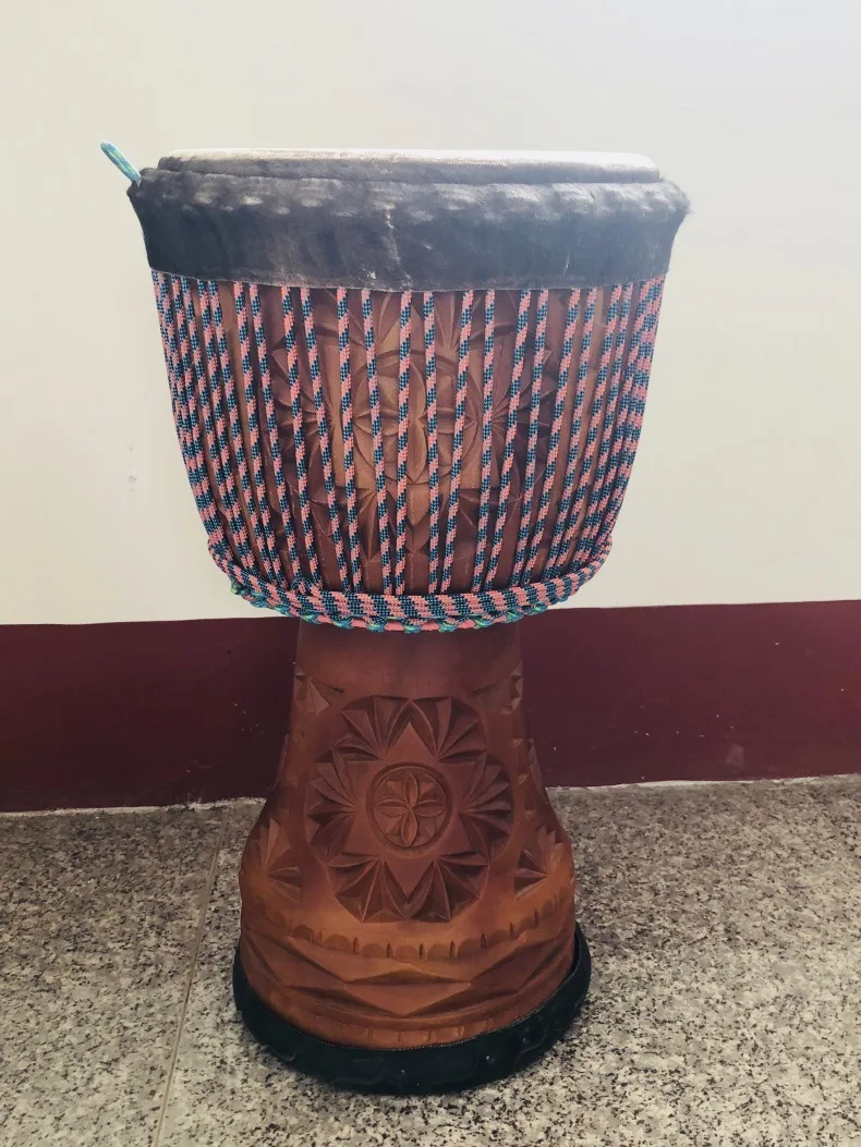 13 Inch Imported Tambourine African Hardwood Carving Old Goat Drum Skin African Tambourine Djembe Carving