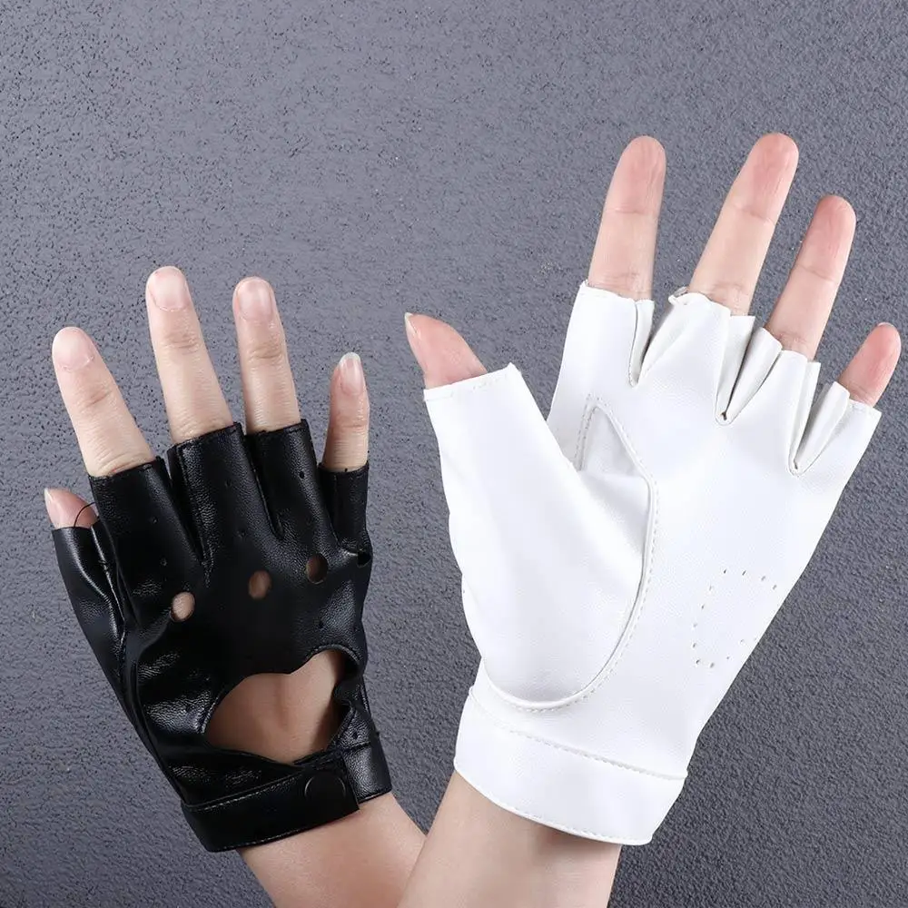 Feest Elegant Voor Meisjes Holle Punk Hart Halve Vinger Handschoenen Vrouwen Handschoenen Pu Lederen Koreaanse Anime Wanten