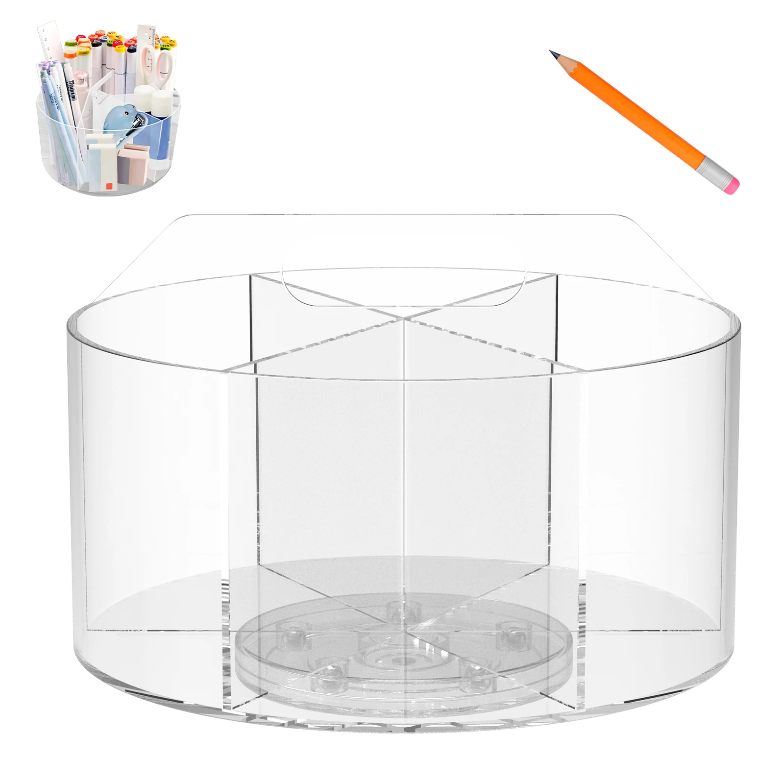 1/2PCS 360°Rotatable Desk Pen Holder Acrylic Organizer for Cosmetics Makeup Organizer Boxes Multifun School Office Pen Stand