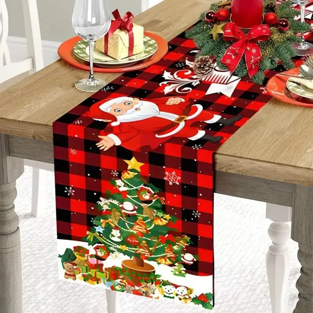 New Santa Claus Christmas Table Runner Elk New Year Xmas Table Flag Cover Snowman Table Decor Navidad Gift
