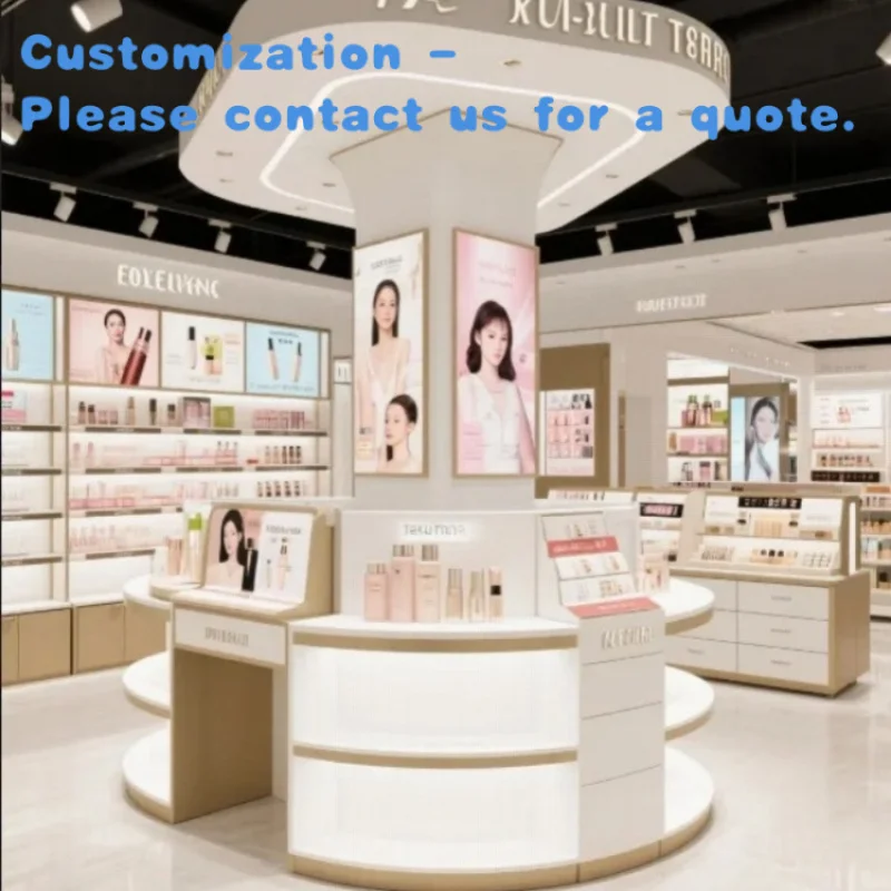 

custom.Cosmetic Store Display Island Makeup Showcase LED Lighting Cosmetic Display Cabinet Product Display Stands