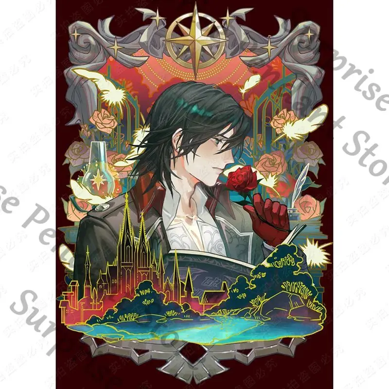 لورد أوف ميستريز نافذة من الزجاج الملون كلاين موريتي ألجر ويلسون ليونارد ميتشل آمون ديريك بيرج زخرفة سطح المكتب من الأكريليك