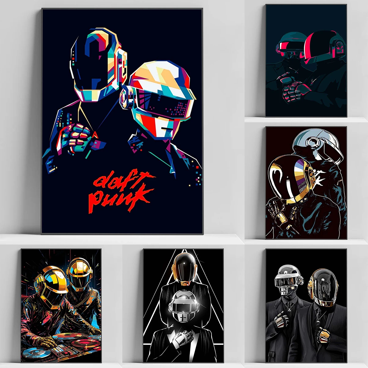 

D-Daft P-Punk Band Poster Decorative Wall Pictures Modern Living Room Paintings Home Interior Decoration Vintage Kitchen Decor