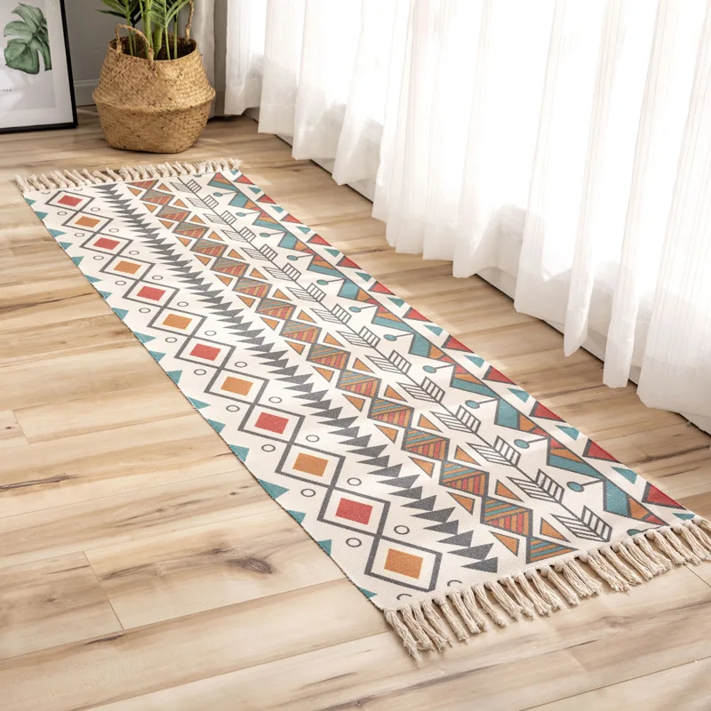 Soft Bohemian Style Carpets Square Tassels Mendala Floor Carpets for Living Room Bedroom Kitchen Yoga Mat Anti Slip Doormat