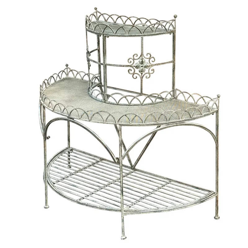 

Retro wrought iron floor-to-ceiling flower stand Outdoor garden Multi-layer shelf Terrace courtyard B & B flower pot stand