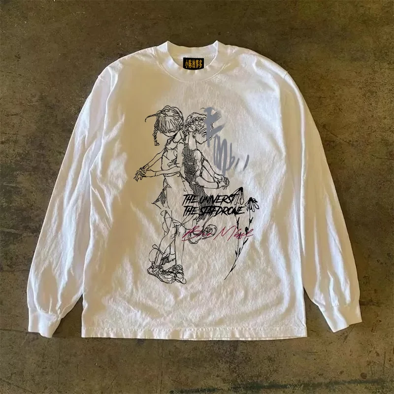 Heavyweight Pure Cotton Long Sleeve T-Shirt Unisex Vintage Style Streetwear Versatile 310gmao Xiaocheng Story Multi-Design
