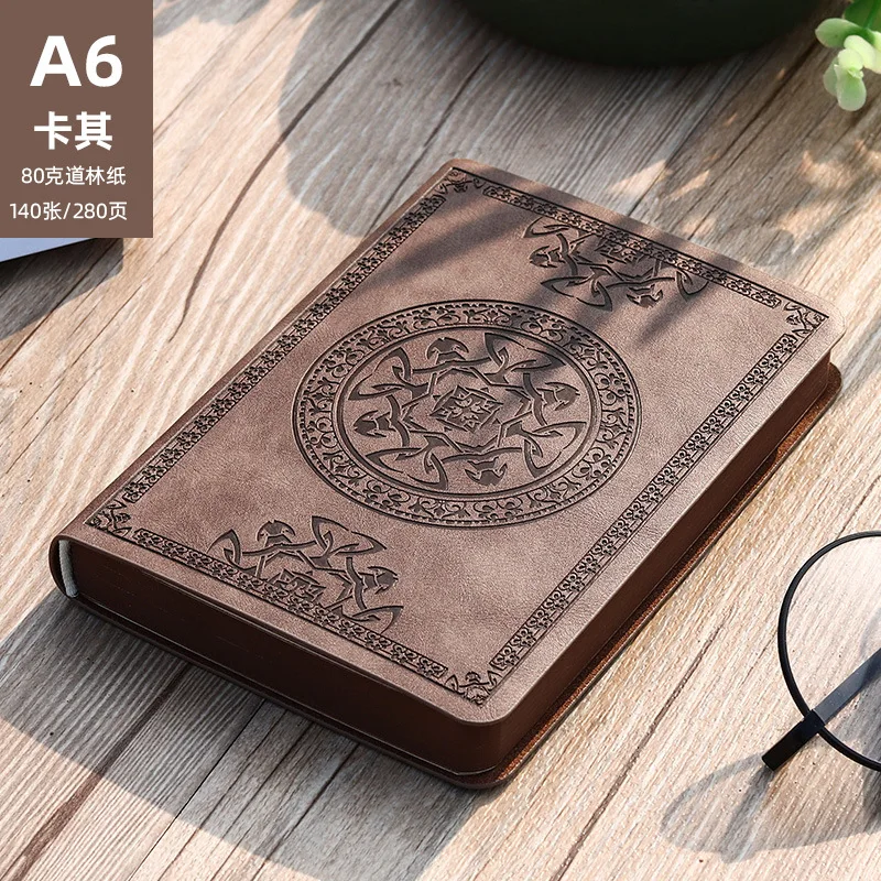 Vintage creative diary, portable notepad A6 leather notebook, bring your own bookmark notebook office supplies student supplies