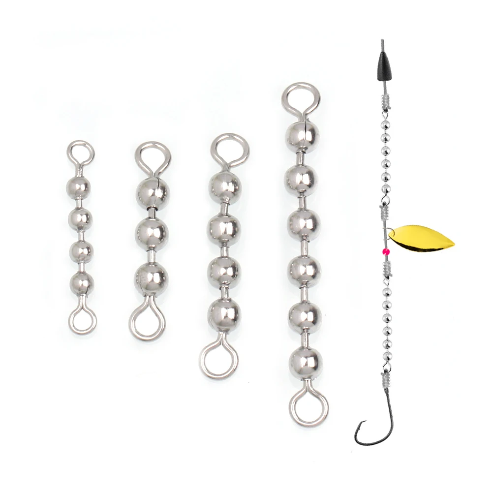 10PCS Fishing Stainless Steel Ball Chain Swivels 3/4/6 Beads Rolling Swivels DIY Rigging Connectors Accessories