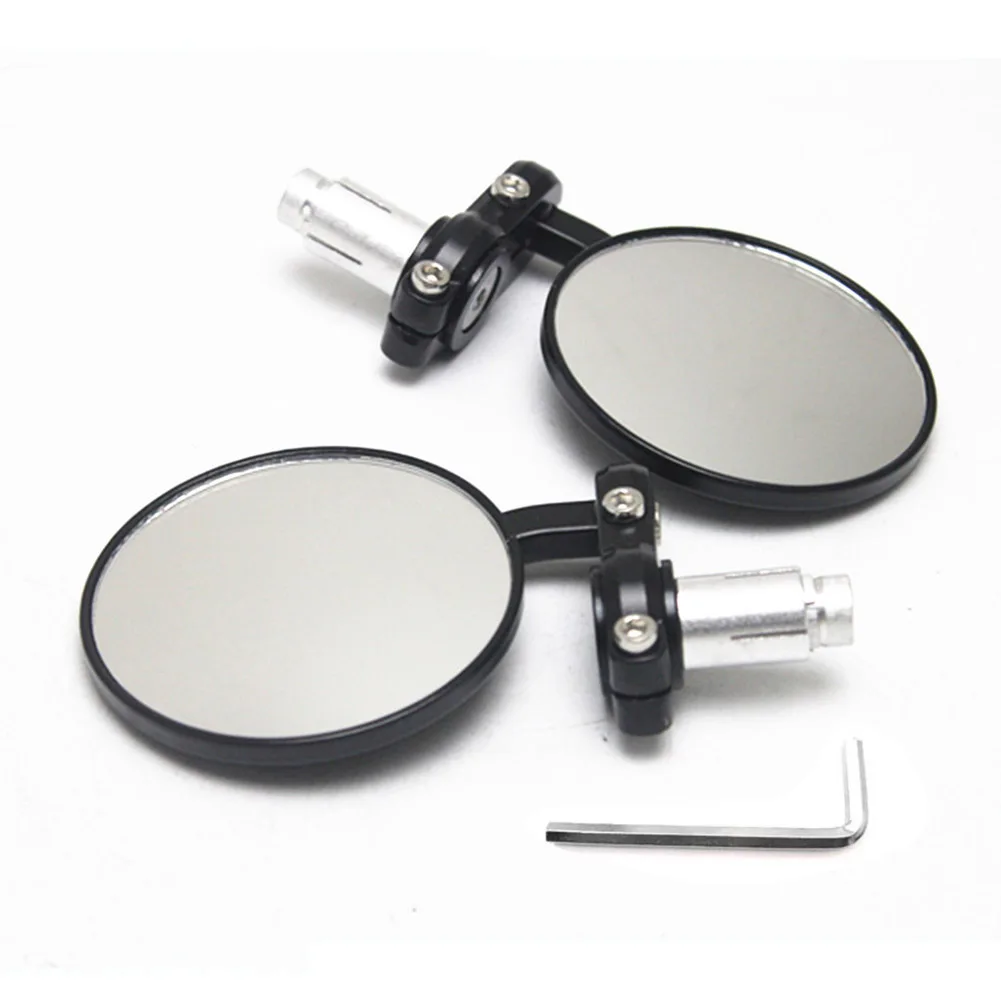 Motorcycle Rearview Mirrors 1 Pair for 7/8 Inch Handlebars with Spherical Glass Lens and Aluminum Covers Adjustable Multi Angle