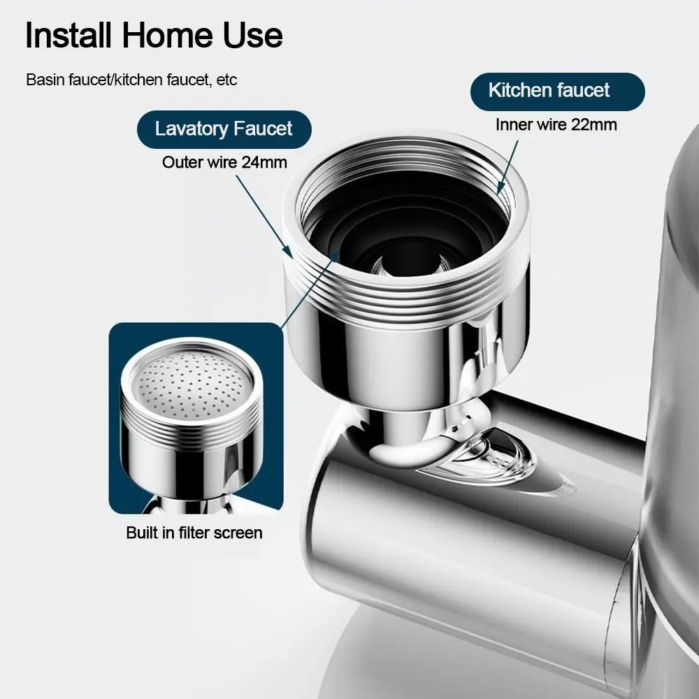 

Anti-splash Kitchen Faucet Nozzle Water Saving 720°Rotation Splash Proof Faucet Tap Spray 2-Mode Adjustable Water Outlet Taps