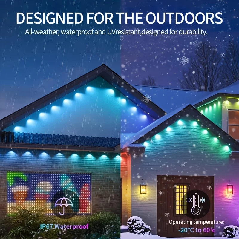 300FT 180LEDs Smart Permanent Outdoor Eaves Lights for House RGBIC LED Lights String Waterproof Christmas Decor Lighting Alexa