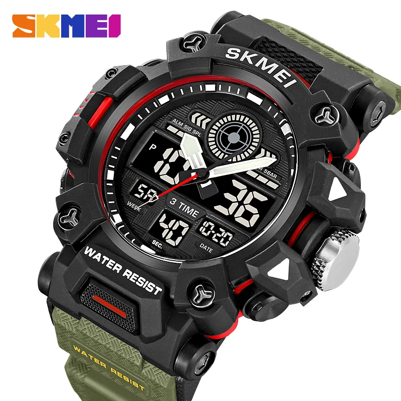 SKMEI Back Light 5Bar Waterproof Stopwatch Wristwatch Top Brand Digital Countdown Sport Watches Mens Alarm Relogio Masculino