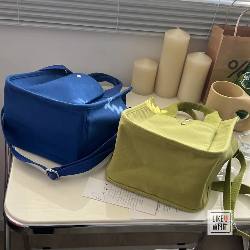 Bolsos cruzados de lona para mujer, bolso de mano informal de Color sólido, bolso de hombro de diseñador de marca, bolso de hombro simple para niña