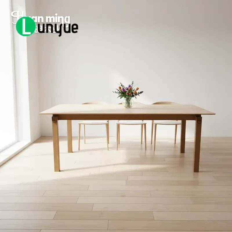 Expandable Dining Table Country Farmhouse PB MDF Veneer Heavy Duty Solid Wood Exterior Eco Friendly For American Restaurant