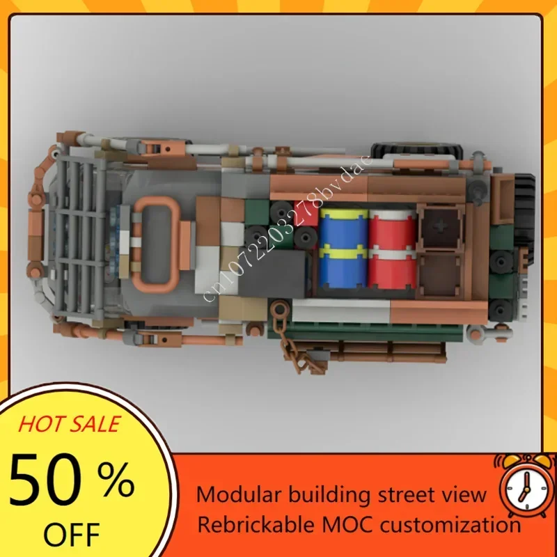 399 STKS MOC Stad Vervoer Doomsday stijl handelaarswagen die in het kamp stromen Model Aangepaste Puzzel DIY Verjaardag Speelgoed Cadeau