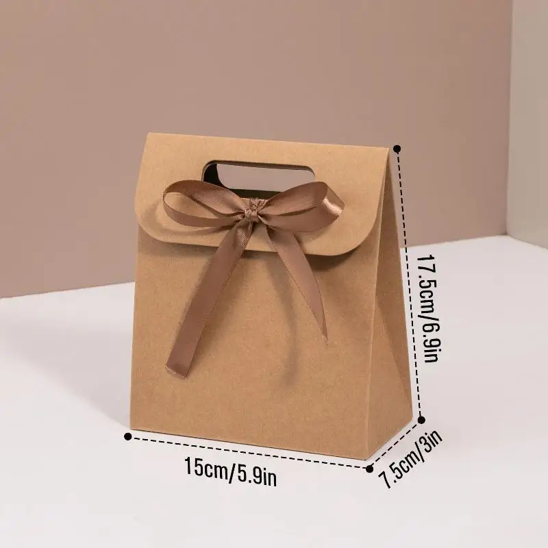 Lace Edge Mini Paper Gift Bag With Ribbon Foldable Small Favor Bag For Wedding Birthday Party Small Business
