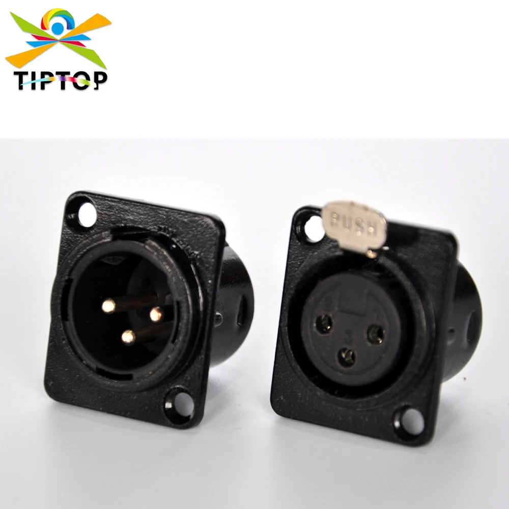 

TP-C01 Black 3PIN XLR Connector Socket Black Color Painting Plated Silver 3 PIN Good Quality M3 Standard Screws DMX 512 Socket