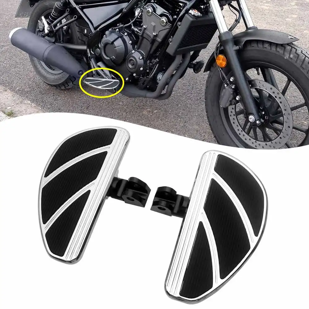 1 Pair Chrome Front Driver Footboard Foot Rest Pedal For Honda Rebel 300 500 ABS CMX300 CMX300A CMX500 2017-2026 Motorcycle