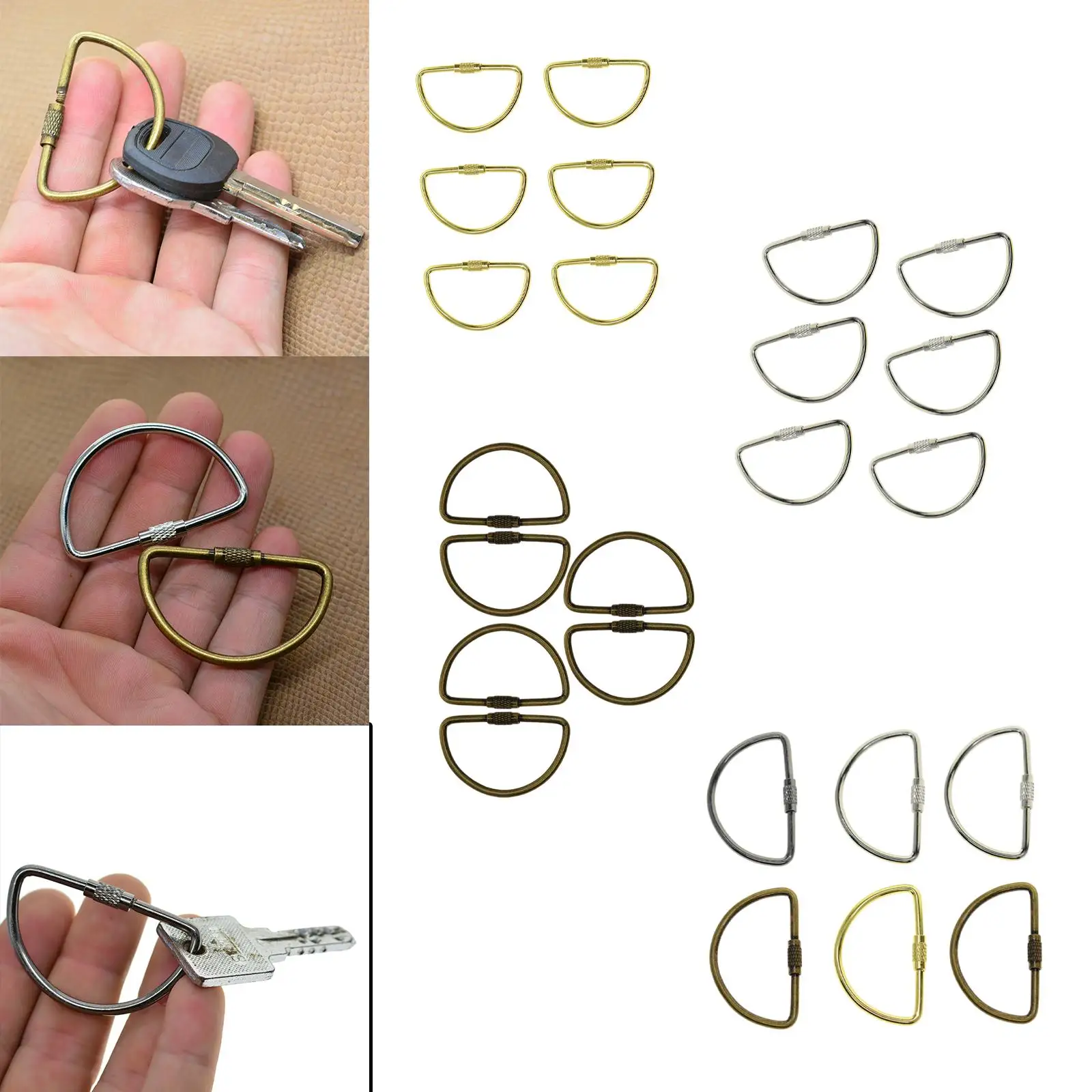 6x สกรูล็อคพวงกุญแจสกรูล็อค Carabiner น้ําหนักเบาทนทาน 2 นิ้ว D รูป