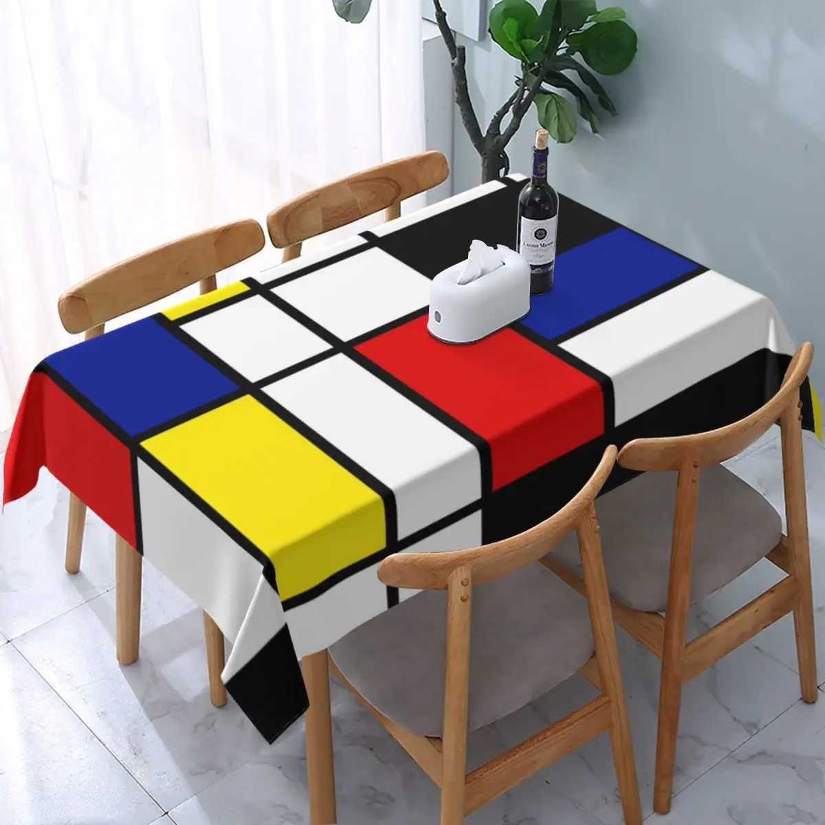 Rectangular Abstract Art  Mondrian Table Cloth Oilproof Tablecloth 40\