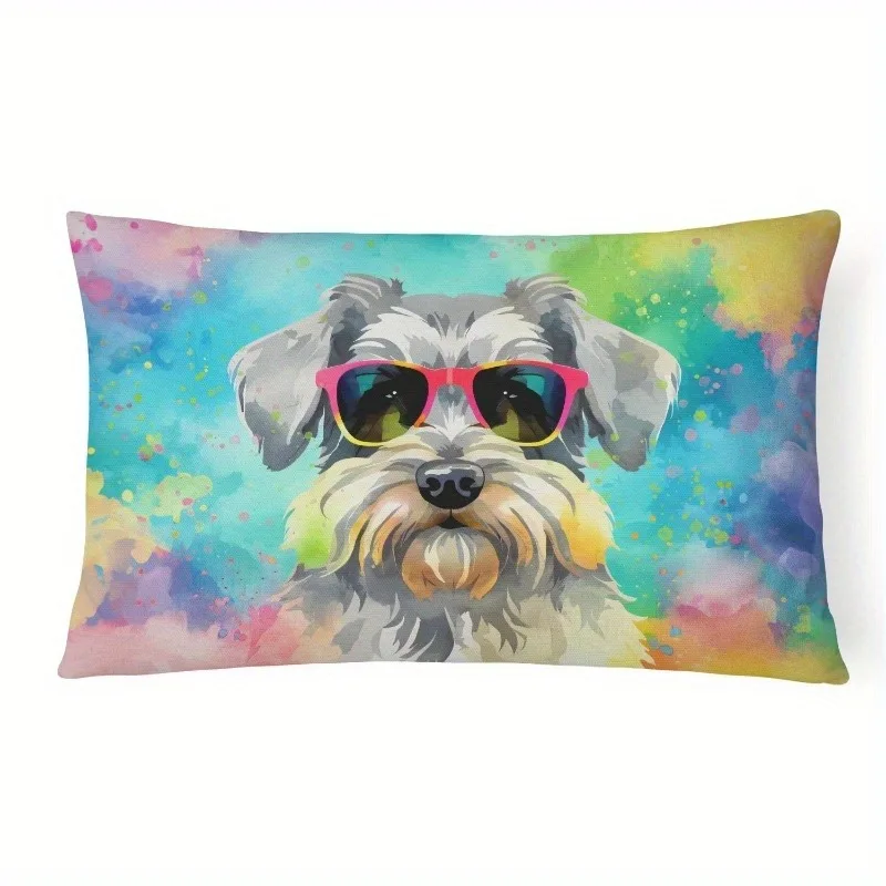 Cool Sunglasses Schnauzer Pillow Case Suitable For Sofa Bedroom Car Pillow Cover Cushion Rectangular Back Cushion