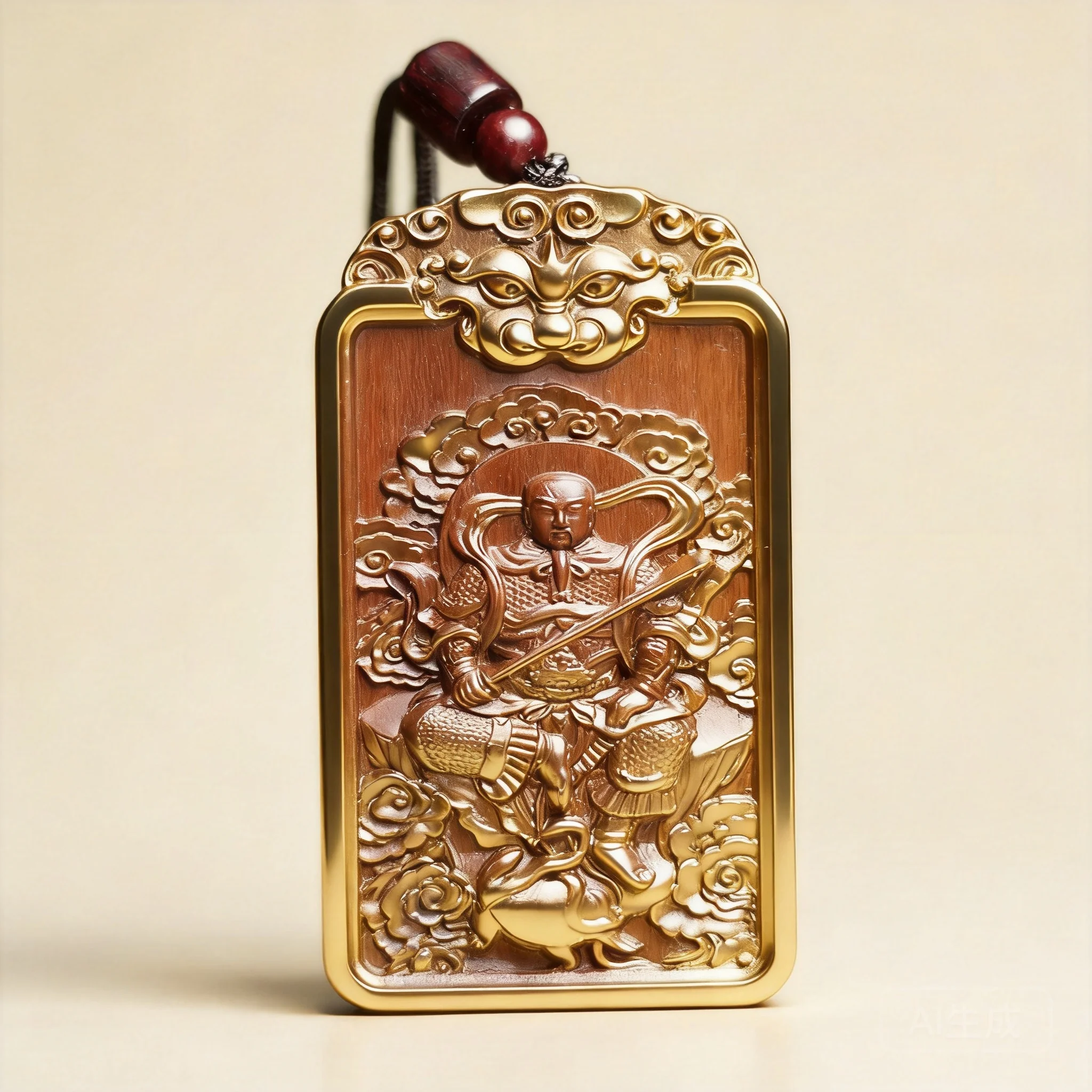 Natural Thunder Struck Jujube Wood Zhenwu Emperor Pendant Double Sided Exquisitely Carved Chinese Style Lucky Blessing Amulet