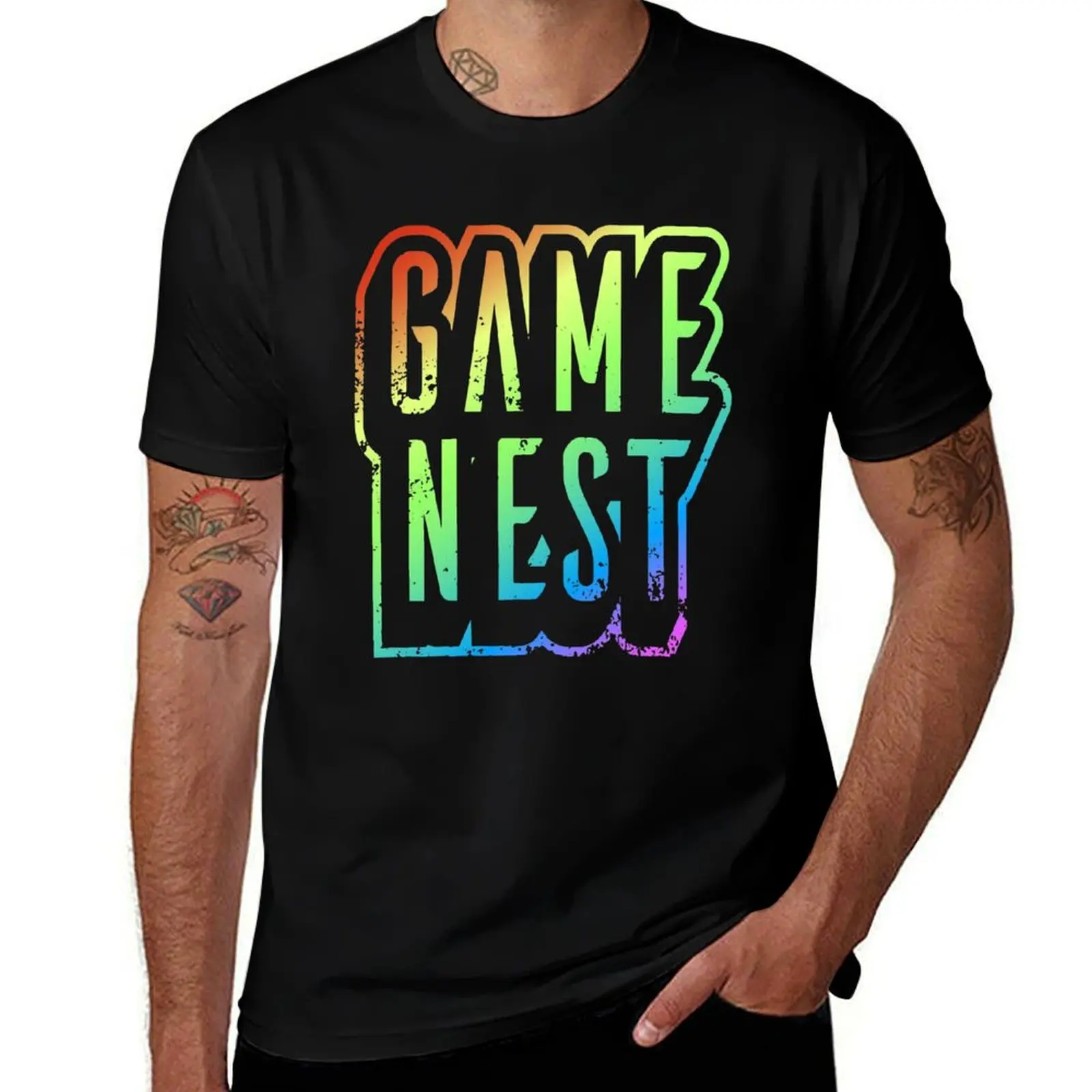 Game Nest Rainbow T-Shirt Plus Size Basic Short Sleeve Top T-Shirt