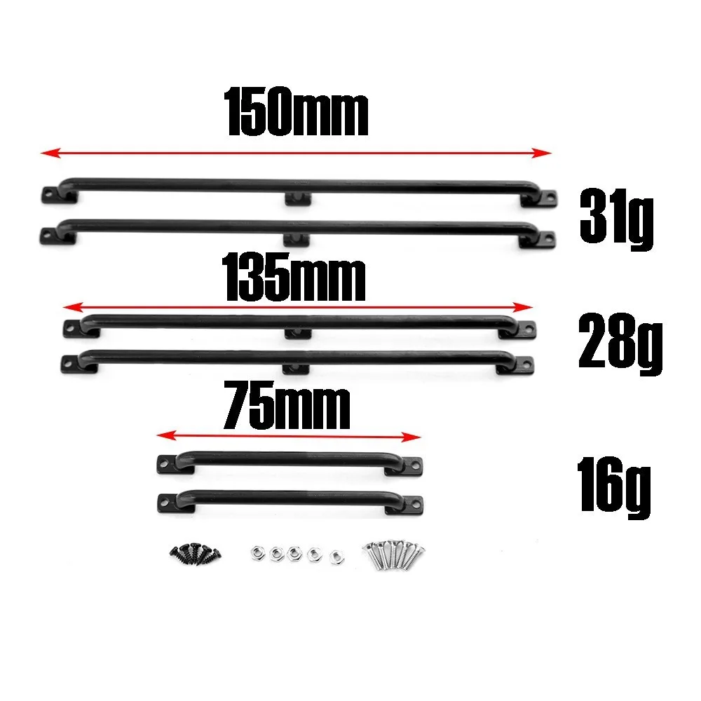 1/10 Universal Metal Handrail Kit - Realistic Crossbar for SCX10, TRX4, D90 RC Crawlers - Aluminum Roll Cage Upgrade Parts